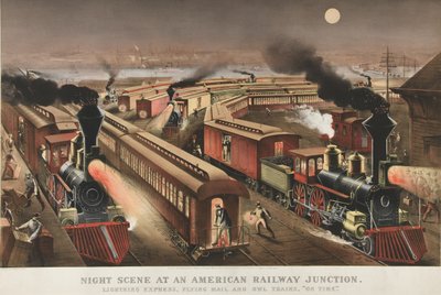 Scena notturna a un incrocio ferroviario americano, 1876 da Nathaniel Currier